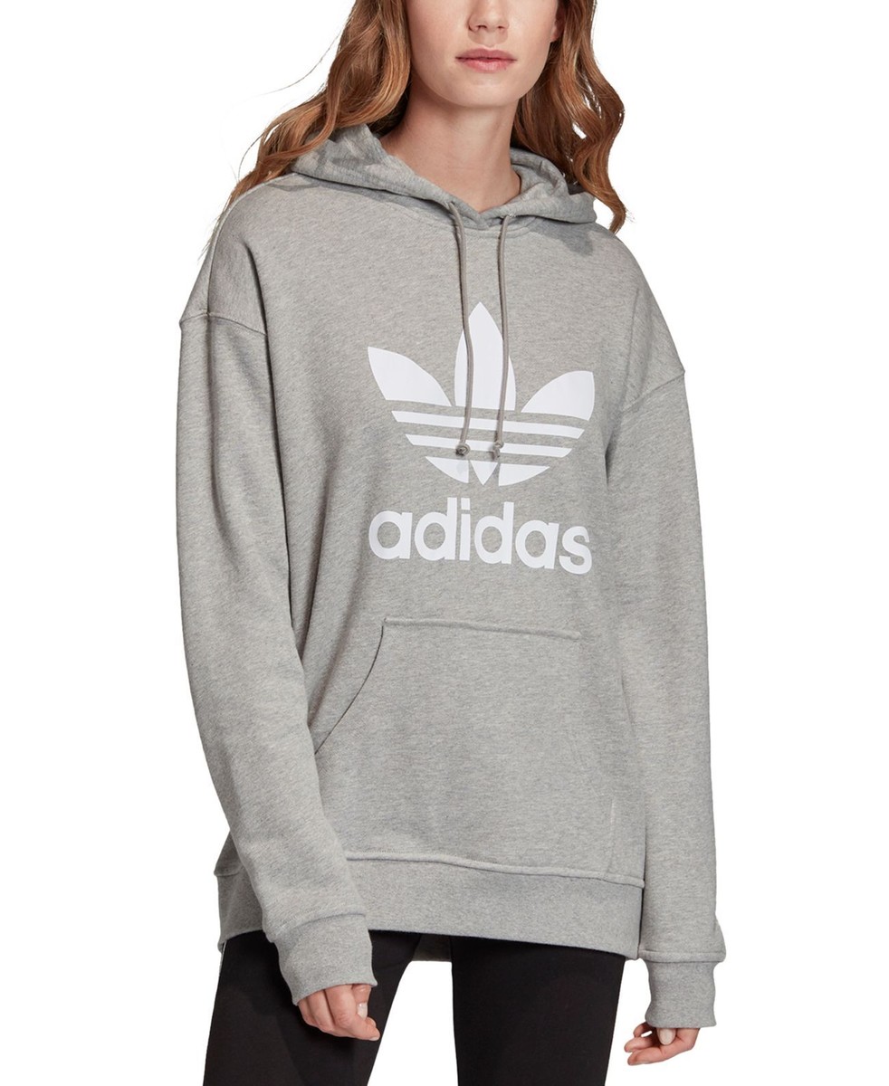 アディダス レディース オリジナルス スウェット パーカー Adidas Originals WOMEN’S TREFOIL HOODIE Adidas Originals Women's Trefoil Hoodie Sweatshirt, Grey, X