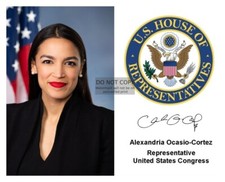ALEXANDRIA CORTEZ AOC US HOUSE OF REPRESENTATIVES SEAL AUTOGRAPHED 8X10 PHOTO
