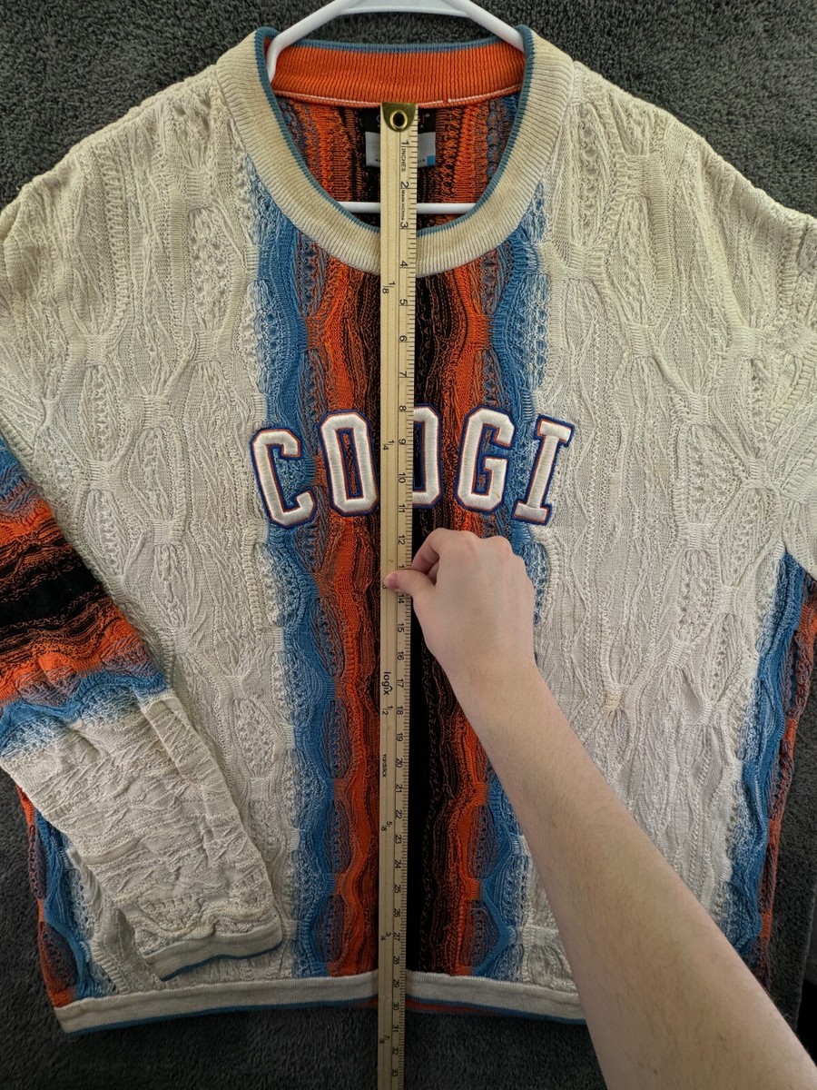 COOGI Basics Australia Sweater Big 4X Logo Orange Blue Ivory