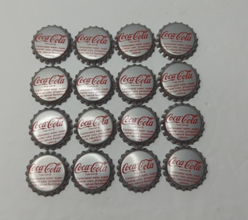 Vintage 16 Silver Coca Cola Bottle Caps Unused Lot of 8