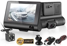Triple Dash Cam Front Rear Inside IPS Screen Car Driving Recorder 1080P HD