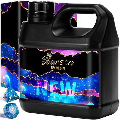 Bsrezn 1KG Bulk UV Resin Crystal Clear, 1000g Large UV Cure Epoxy Resin Hard Kit