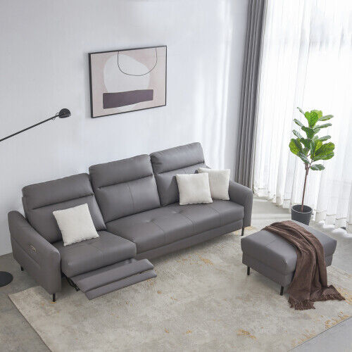 Genuine Leather Reclining Sofa With