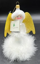 Christmas Ornament Italian Soffieria De Carlini Blown Glass Angel w/Box Tag