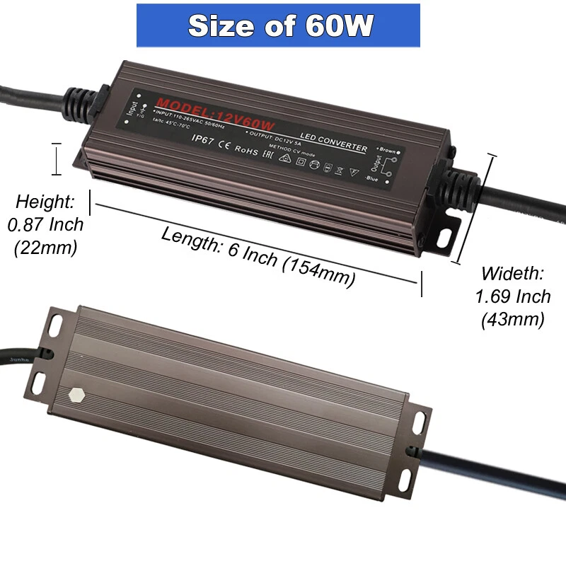 Waterproof Led Power Supply 60W AC 110V To DC 12V 5A Power Adapter For Led Strip - Image 3 of 4