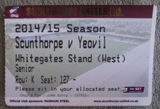 2014-15 Scunthorpe United v Yeovil Town  - League One - Used Ticket stub