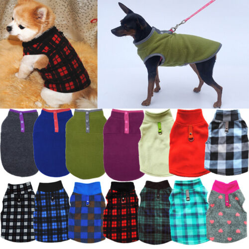 Pet Dog Puppy Winter Warm Fleece Jumper Vest Coat Jacket Apparel Clothes Outdoor - Afbeelding 1 van 38