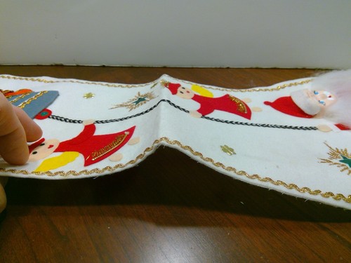 Vintage Made in Japan Felt Christmas Stocking - 3D Santa Angels Bell ~25" - Picture 13 of 13