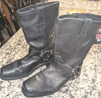 X Element Riding Engineer Black Leather Harness Motorcycle Boots Size 13 M