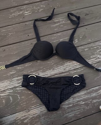 Victoria's Secret Swim Bombshell Push-Up Bikini Black 34b
