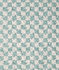 VTG Fabric Joan Kessler for Concord Green Cream Checked Ditsy Floral 45" x 2 yds