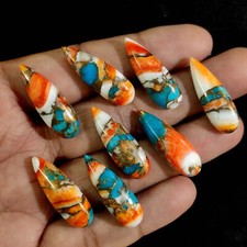  WHOLESALE SPINY OYSTER COPPER TURQUOISE CABOCHON LONG PEAR SHAPE LOOSE GEMSTONE