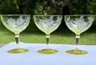Three Yellow Topaz Lancaster Jubilee 4 3/4-inch Tall Champagne Sherbet Glasses
