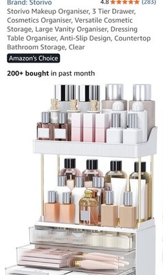 Make-up Organizer 3 Ebenen Schublade Groß Waschtisch Aufbewahrung Klar Kosmetik Halter