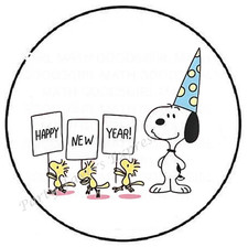 HAPPY NEW YEAR BEAGLE ENVELOPE SEALS LABELS STICKERS PARTY FAVORS