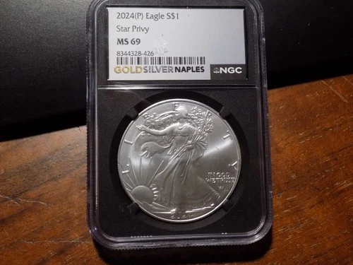 2024(P) American Silver Eagle - Star Privy - NGC MS69 - Naples Black Label