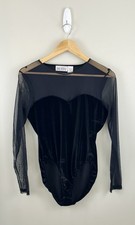 Body The Icing De Colección Años 80 Terciopelo Negro Malla Transparente Manga Larga Lg Whimsey Goth
