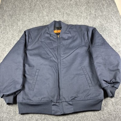 Vintage Red Kap Work Jacket Men's XLarge Navy Full Zip Quilted Mechanic Workwear
