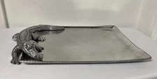 Arthur Court Large Silver Aluminum Alligator Serving Tray