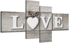 LOVE Large Shabby Chic Style Wall Fillers Canvas Set New In Box