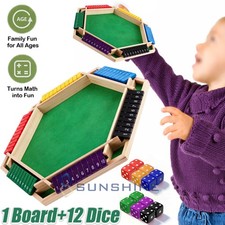 Wooden Dice Board Game Shut the Box 6 Players Flaps  Dices Game Parent-child