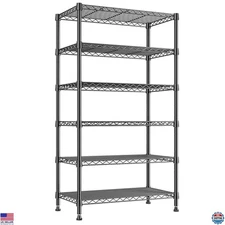 REIBII 6-Tier Heavy-Duty Metal Shelving Unit - Adjustable Wire Shelves, 800LBS