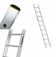 Aluminium Leiter 1x9 Sprossen Profi Anlegeleiter + Haken Tüv En131