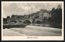 Allendorf / Werra, partial view with bridge, postcard