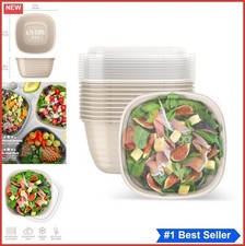 Meal Prep Containers 10 Pack 1 Compartment Bowls with Lids Microwave Safe BPA