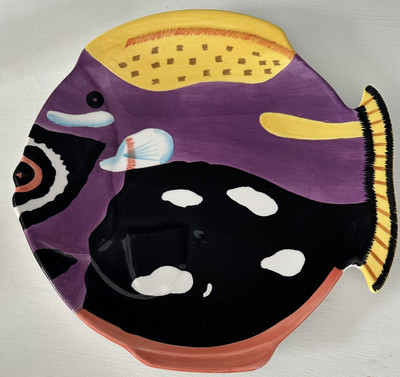 STUDIO NOVA CORAL FISH Plate 10 Collectible,Lunch,Dinner Black Purple Yellow