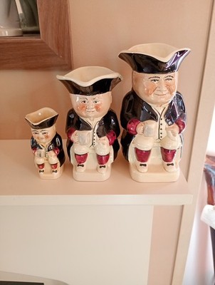 3 Vintage Toby Krüge Nummer 1 und 2 und 4 Tony Wood Staffordshire guter Zustand