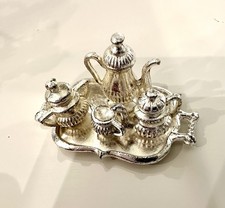 Miniature Dollhouse Silver Tray Tea Set 1:12 Dollhouse Accessories