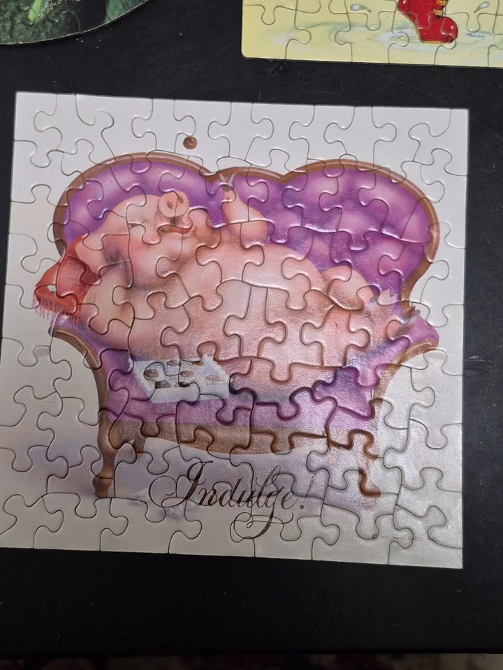 Lot of 3 Vintage Mini Puzzles Springbok Kermit Frog/Duckling/Pig Indulge - Image 2 of 4