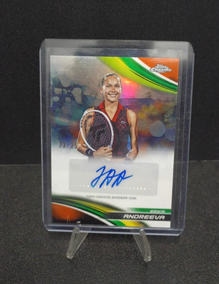 2025 Topps Chrome Tennis, CA-EAA,  Erika Andreeva Auto Orange Refractor #'D /25