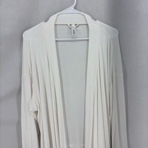 Skims Soft Lounge Ribbed Knit Robe White Belted Long Sleeve Women’s Size 2XL - Picture 10 of 12