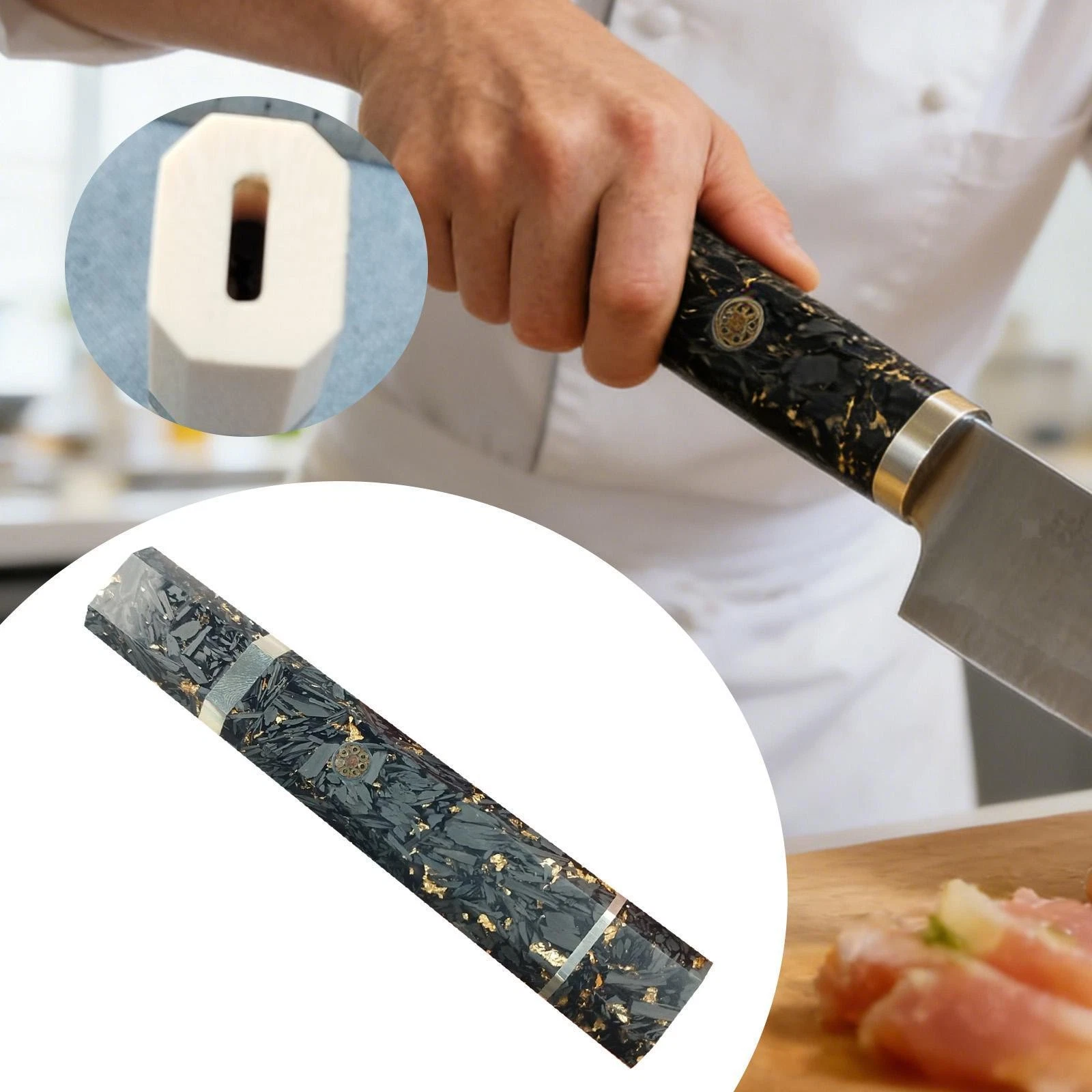 Kitchen Accessory Carbon Fiber Replacement Handle Octagonal Grip for Chef Knives