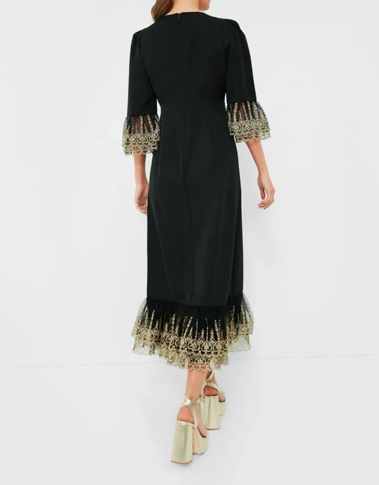 NUEVO CON ETIQUETAS VESTIDO TUCKERNUCK LILITH NEGRO L LG $188 FIESTA FIESTA BODA DAMA DE HONOR 🎁 Foto 3 de 4