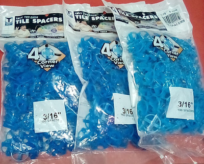 3 PACK - Tavy 3/16'' 5mm Blue Tile pacers 300 Total Units 1 Bag = ~90 Tiles