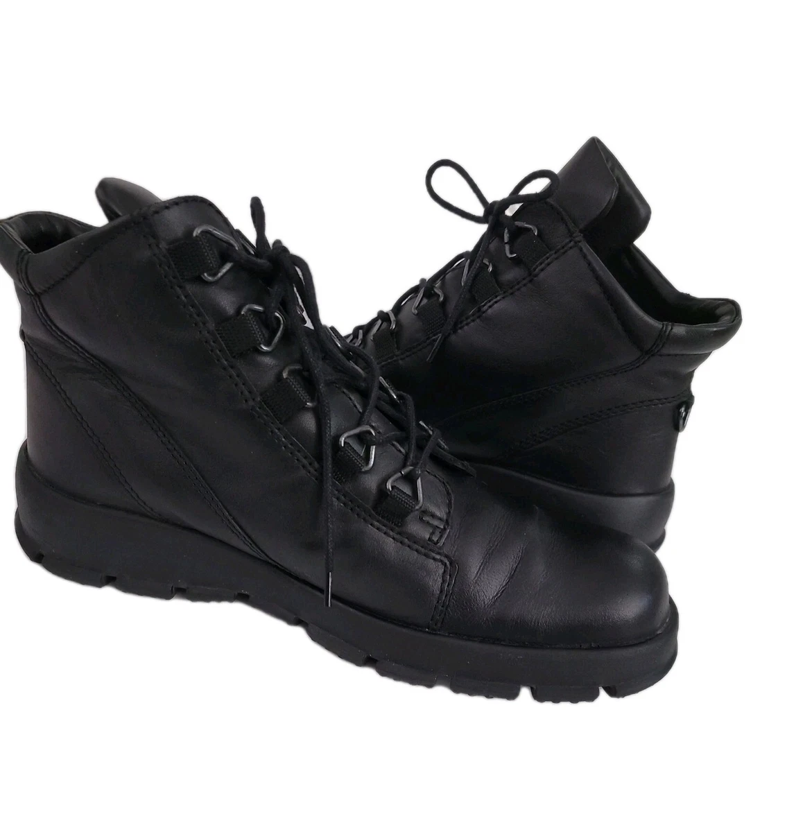 ECCO Women’s Waterproof Leather Combat Boots Black Lace Up Size EU 38U 7-7.5 ECCO Combat Boots with Upper Leather for Women for sale | eBay main image 3