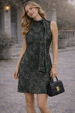 Vince Camuto Cocktail Mini Dress 12 Black Gold Green NWT Party Chic