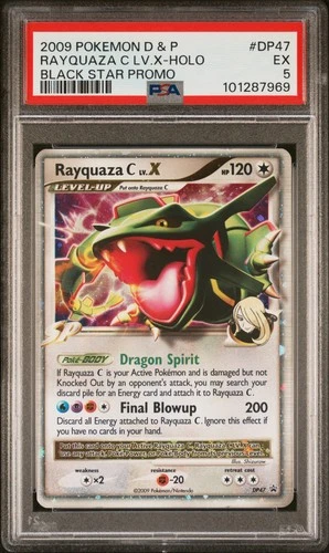 2009 POKEMON DIAMOND & PEARL BLACK STAR PROMO #DP47 RAYQUAZA C LV.X-HOLO PSA 5