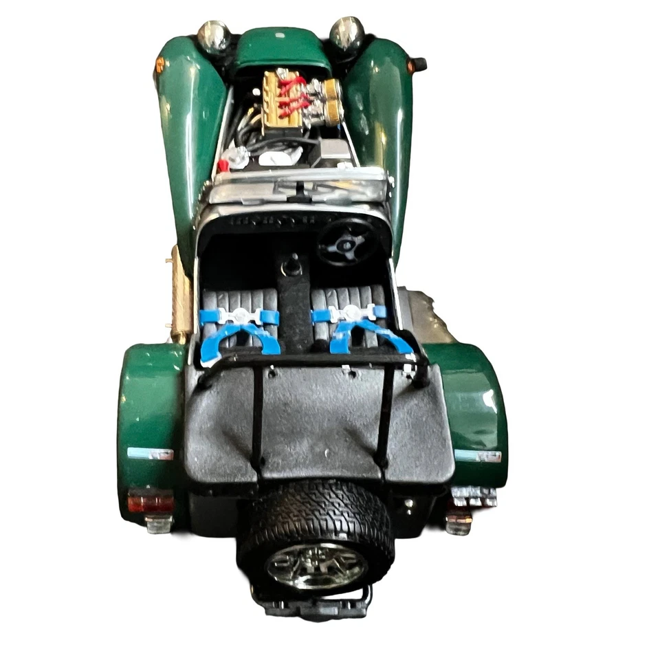Modelo de coche verde fundido a presión Kyosho escala 1:18 Caterham Super Seven con caja y exhibición Foto 4 de 4