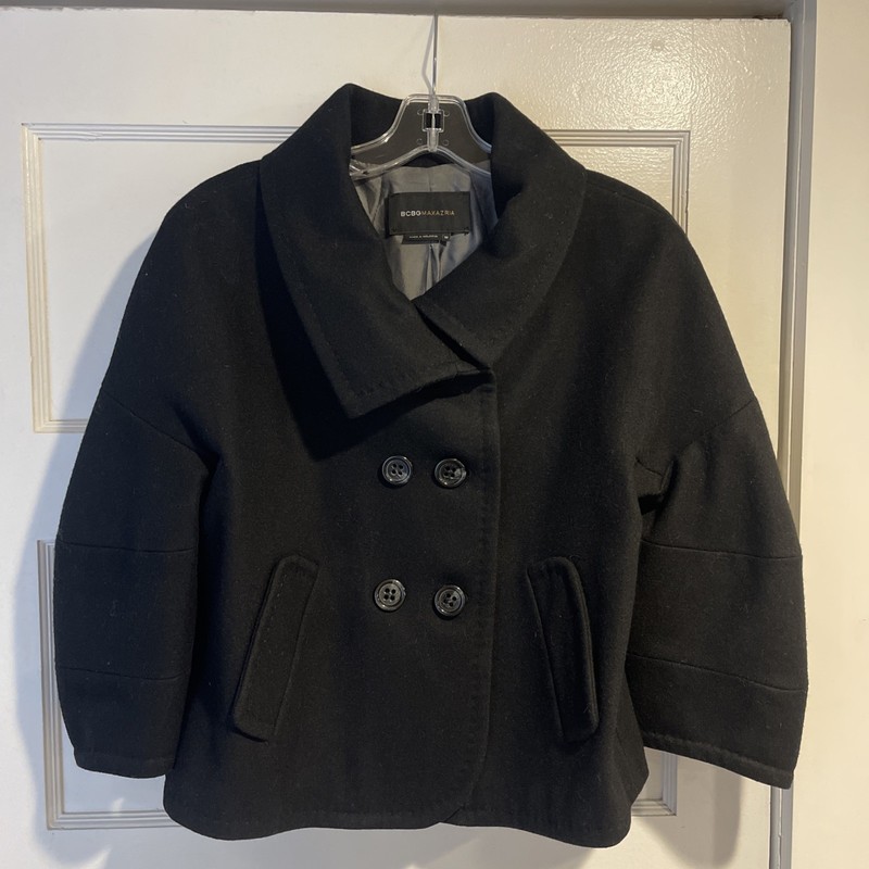 Black BCBG Max Azria Wool Peat Coat Jacket Women’s Size Medium