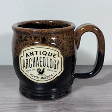 Antique Archaeology American Pickers Sunset Hill Stoneware Coffee Mug Brown
