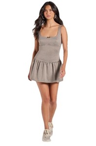 princess polly baby blue dress Brown And Off White Gingham Babydoll Dress | Purple Door
