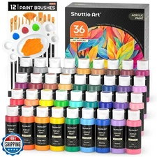 Shuttle Art Acrylic Paint Set, 36 Colors Acrylic Paint with Brushes and Palet