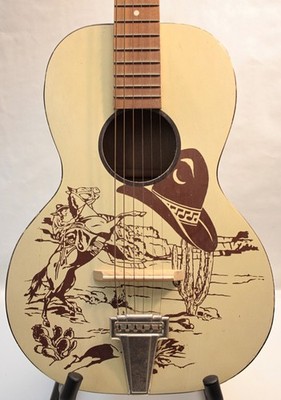 Rare Vintage 1940's - 1950's Regal Cowboy Parlor Guitar, Made in Chicago, USA