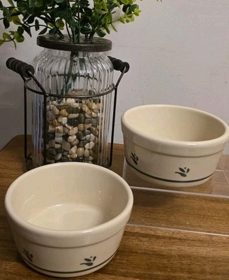 Set/2 FRIENDSHIP Roseville Ohio Pottery Green 5'' Coupe Cereal Bowl Excellent 