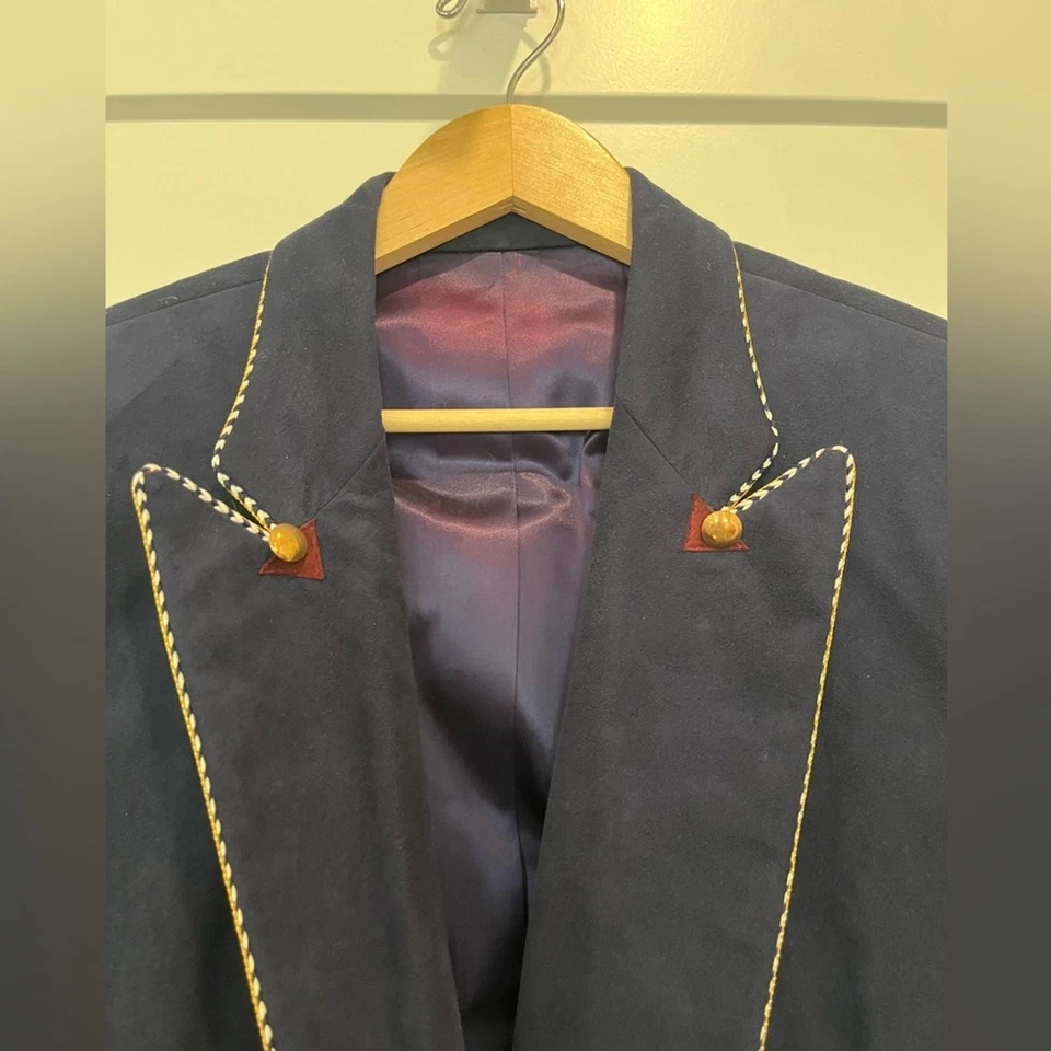 Nudie style western rodeo cowgirl embellished navy suede crop jacket - Image 2 of 4