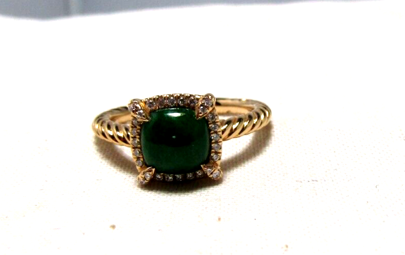 David Yurman 18K Yellow Gold 7MM Green Jade Diamond Chatelaine